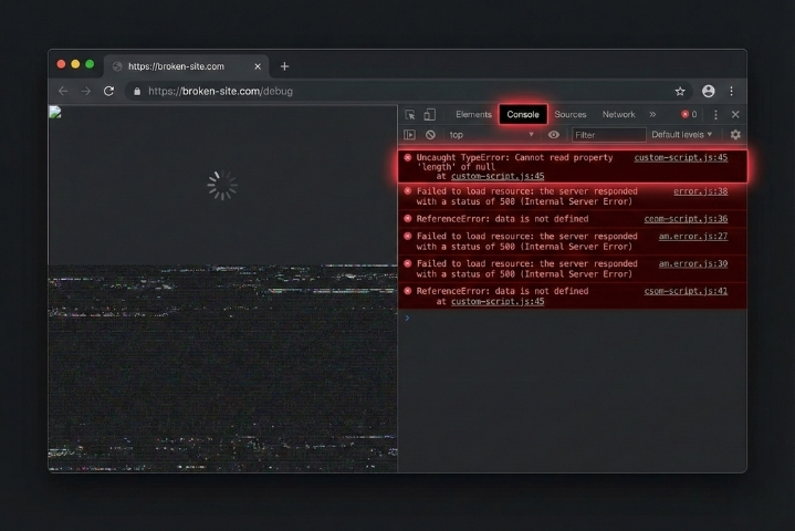 JavaScript rendering errors